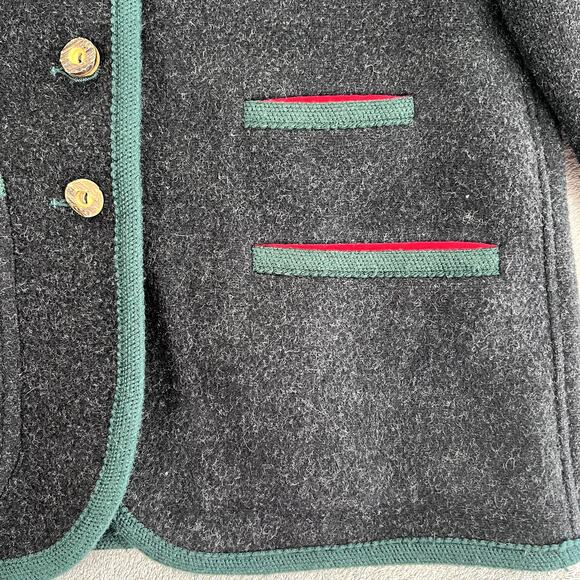 Vintage Austrian Trachten Jacket Omen's 34 Loden Wool Alpaca Boiled Wool Blazer - Picture 5 of 11